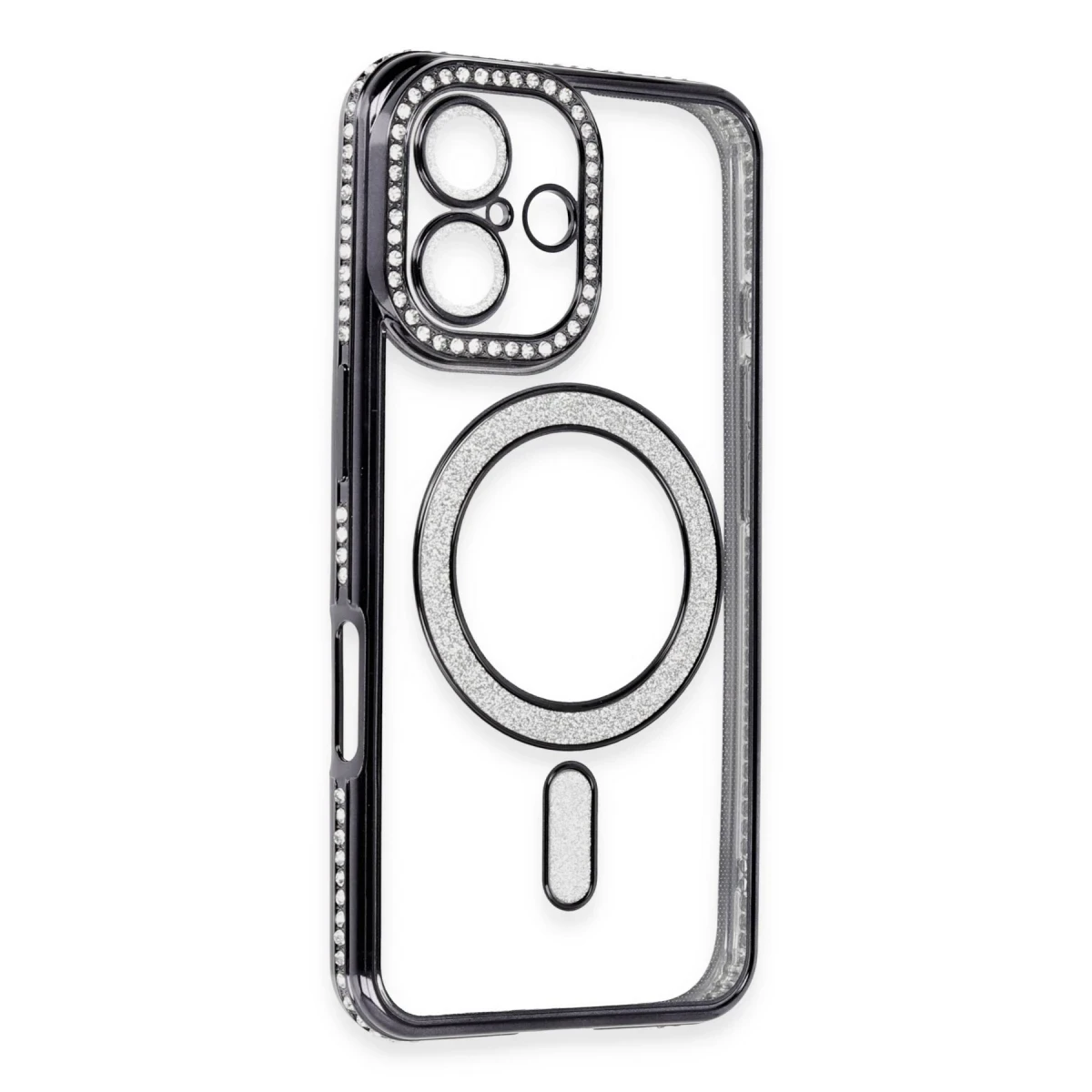 Apple iPhone 16 Kılıf Joke Simli Magneticsafe Kılıf - Siyah