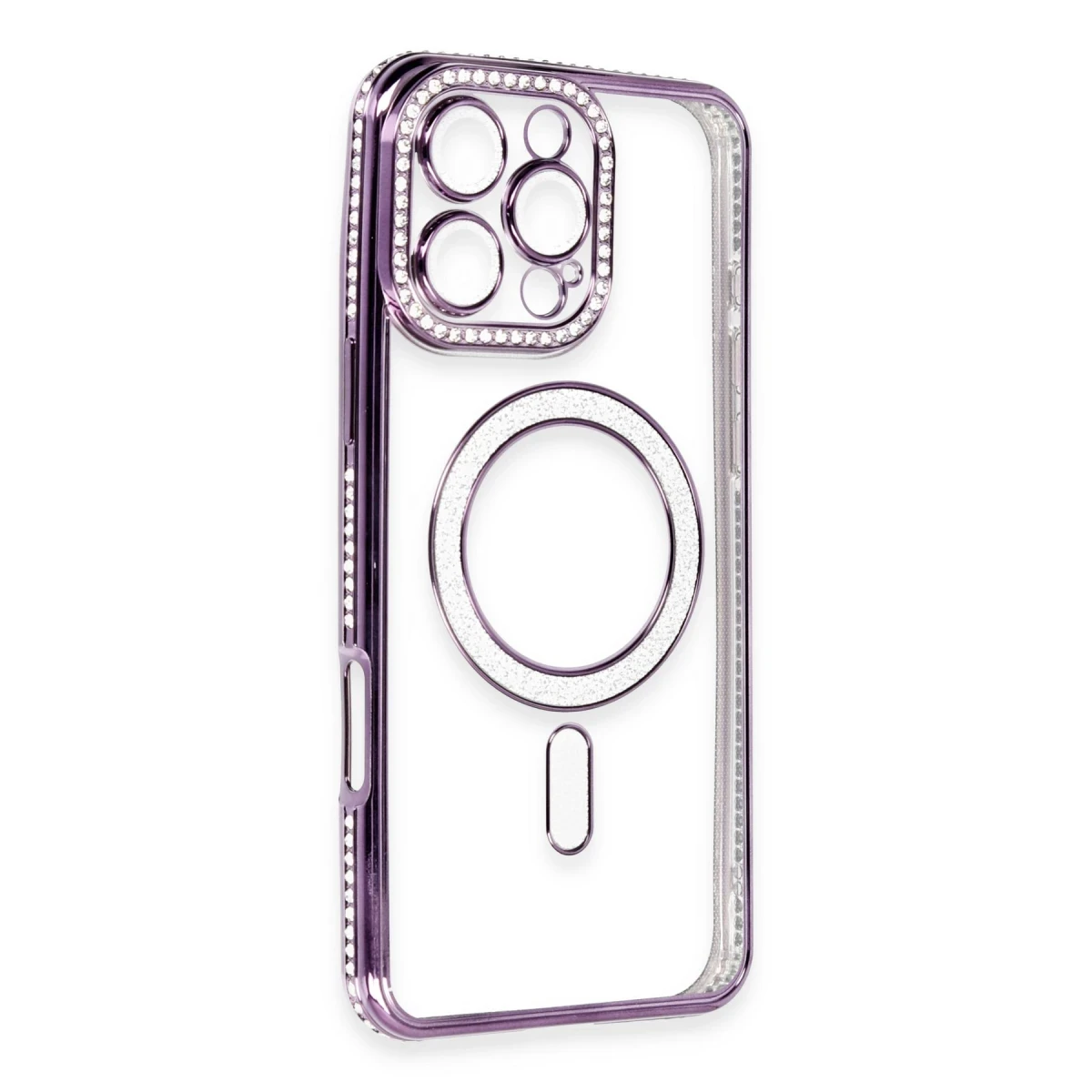 Apple iPhone 16 Pro Kılıf Joke Simli Magneticsafe Kılıf - Derin Mor