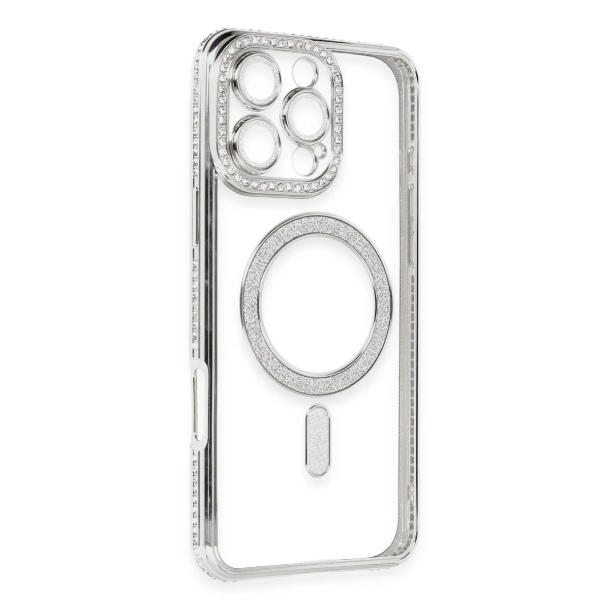 Apple iPhone 16 Pro Kılıf Joke Simli Magneticsafe Kılıf - Gümüş