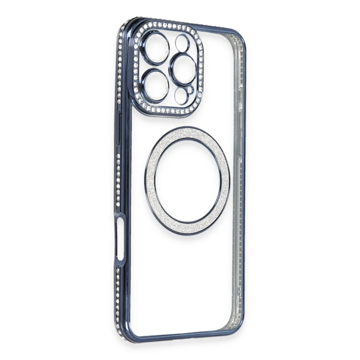 Apple iPhone 16 Pro Max Kılıf Joke Simli Magneticsafe Kılıf - Lacivert