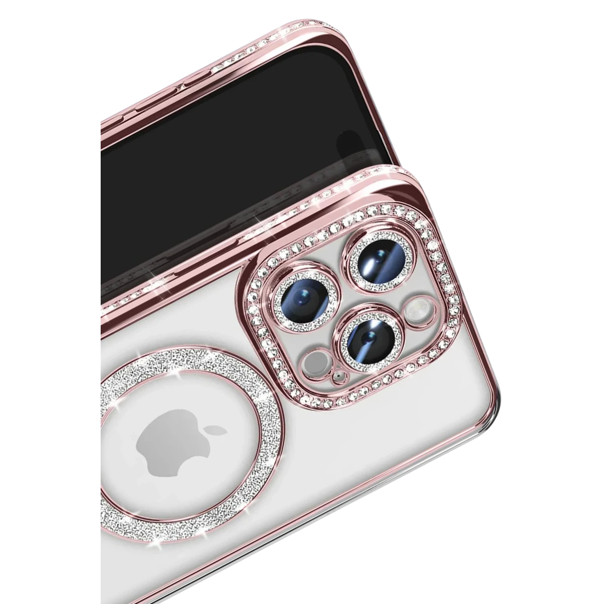 Apple iPhone 16 Pro Max Kılıf Joke Simli Magneticsafe Kılıf - Pembe