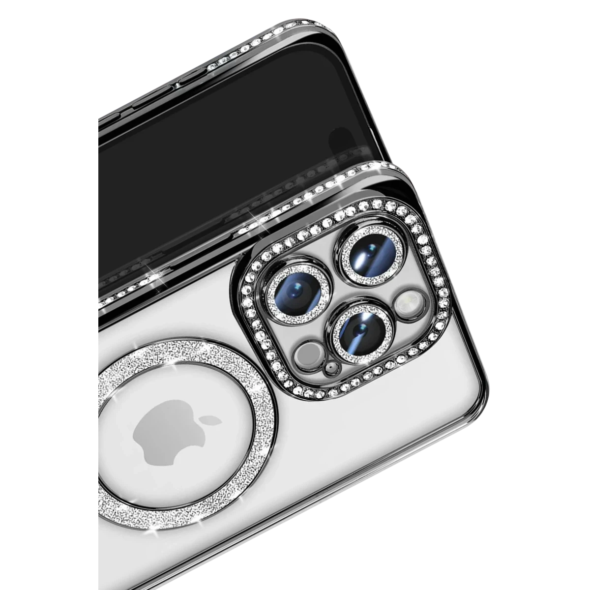 Apple iPhone 16 Pro Max Kılıf Joke Simli Magneticsafe Kılıf - Siyah