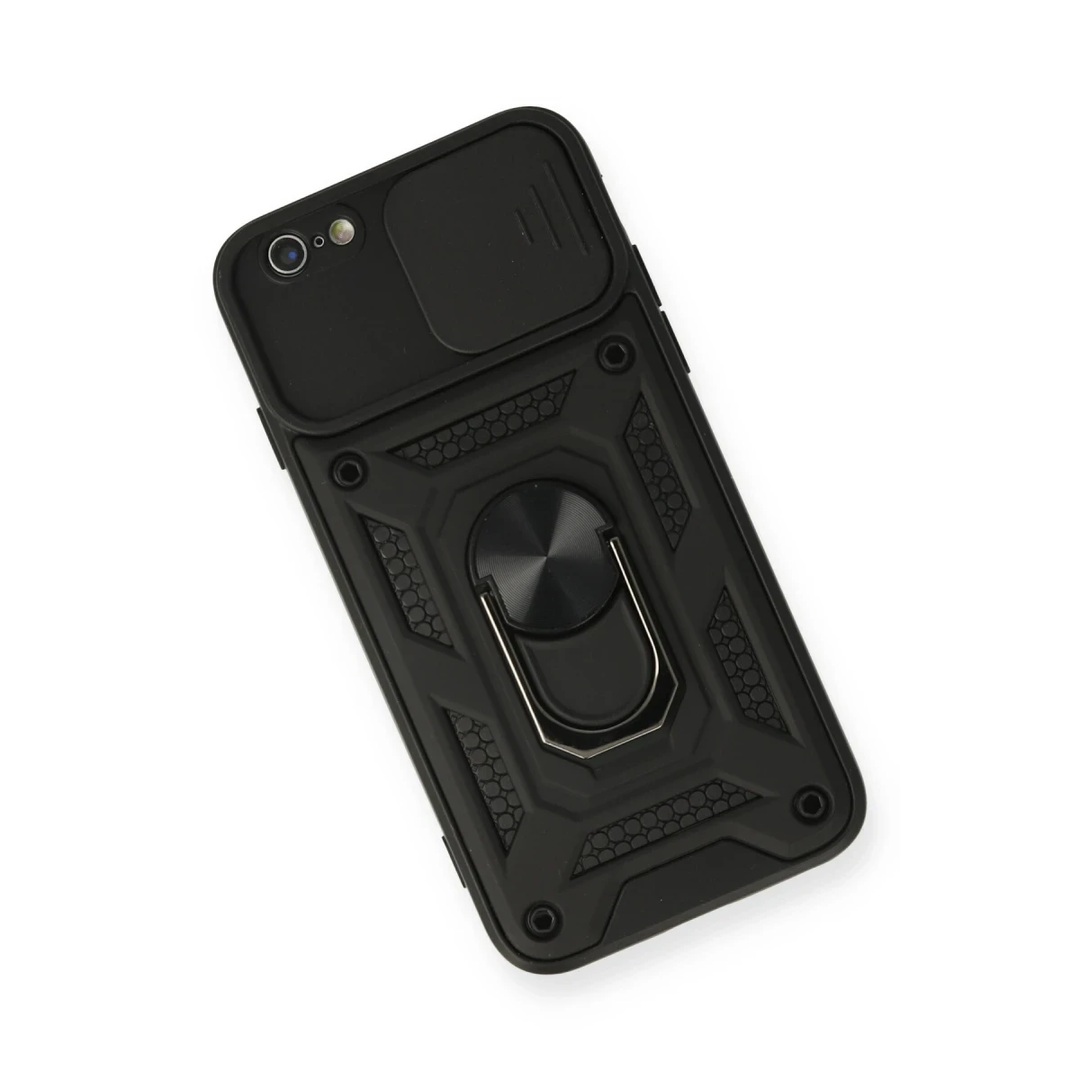 Apple iPhone 6 Kılıf Pars Lens Yüzüklü Silikon - Siyah