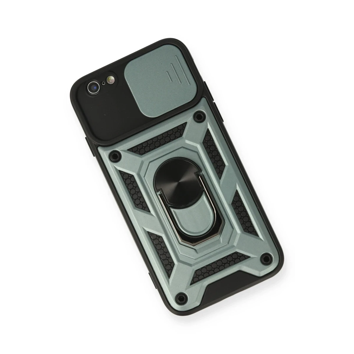 Apple iPhone 6 Kılıf Pars Lens Yüzüklü Silikon - Yeşil