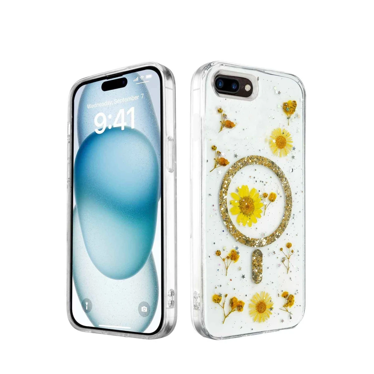 Apple iPhone 7 Kılıf Daisy Simli Magsafe Kapak - Gold