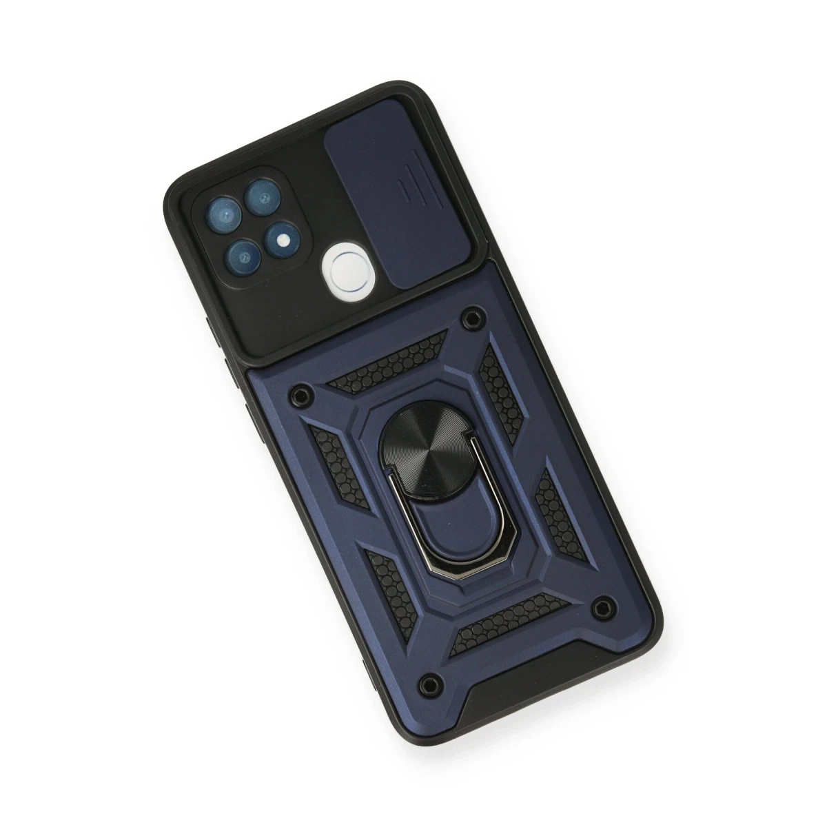 Oppo A15 Kılıf Pars Lens Yüzüklü Silikon - Lacivert