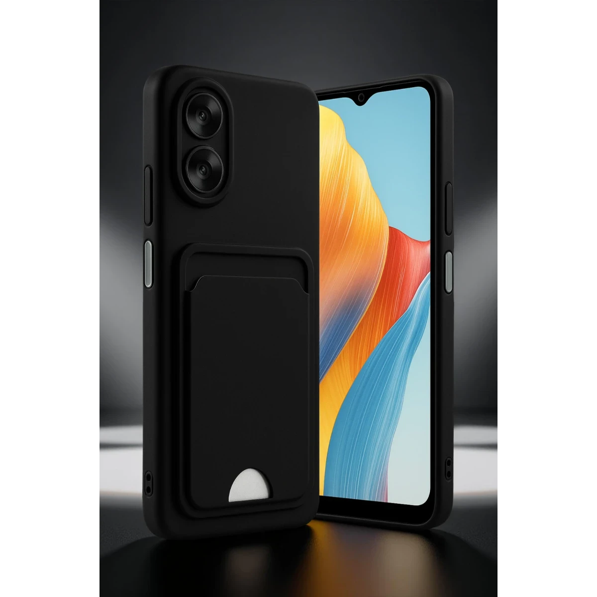 Oppo A38 Kılıf Kelvin Kartvizitli Silikon - Siyah