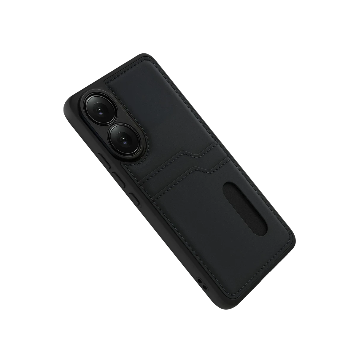 Oppo A38 Sara Kartvizitli Deri Kılıf - Siyah