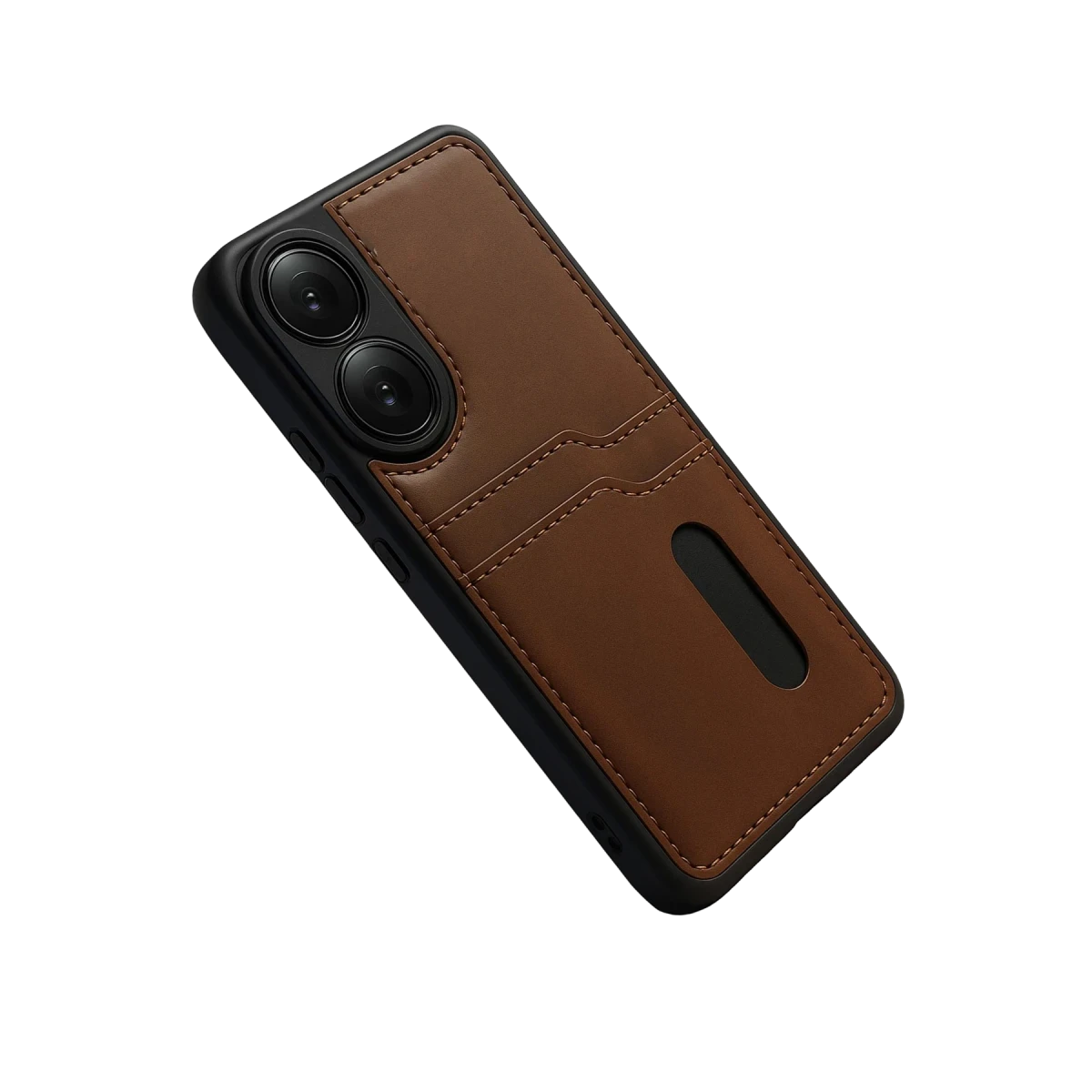 Oppo A38 Sara Kartvizitli Deri Kılıf - Taba