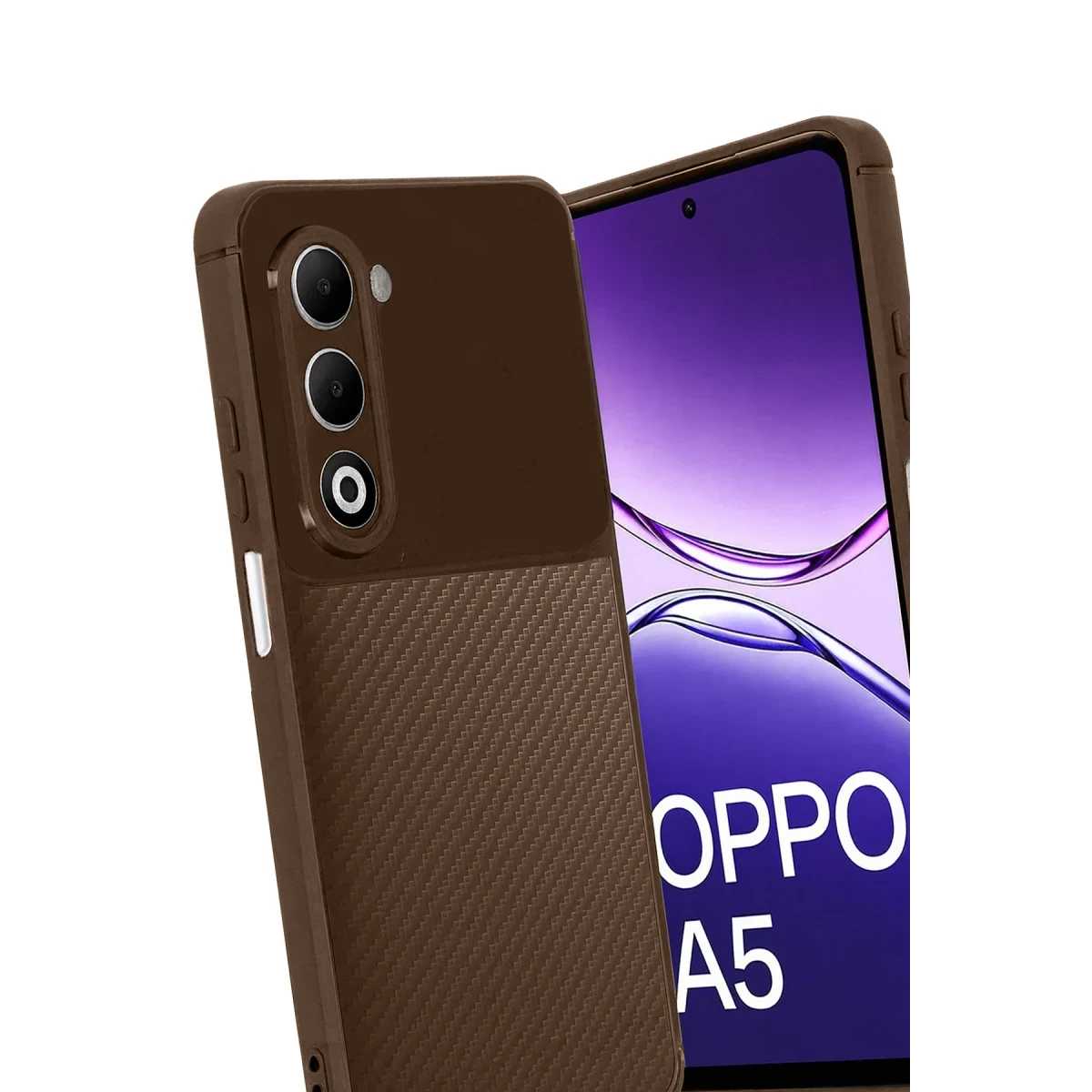 Oppo A5 4G Auto Focus Karbon Kapak - Kahverengi
