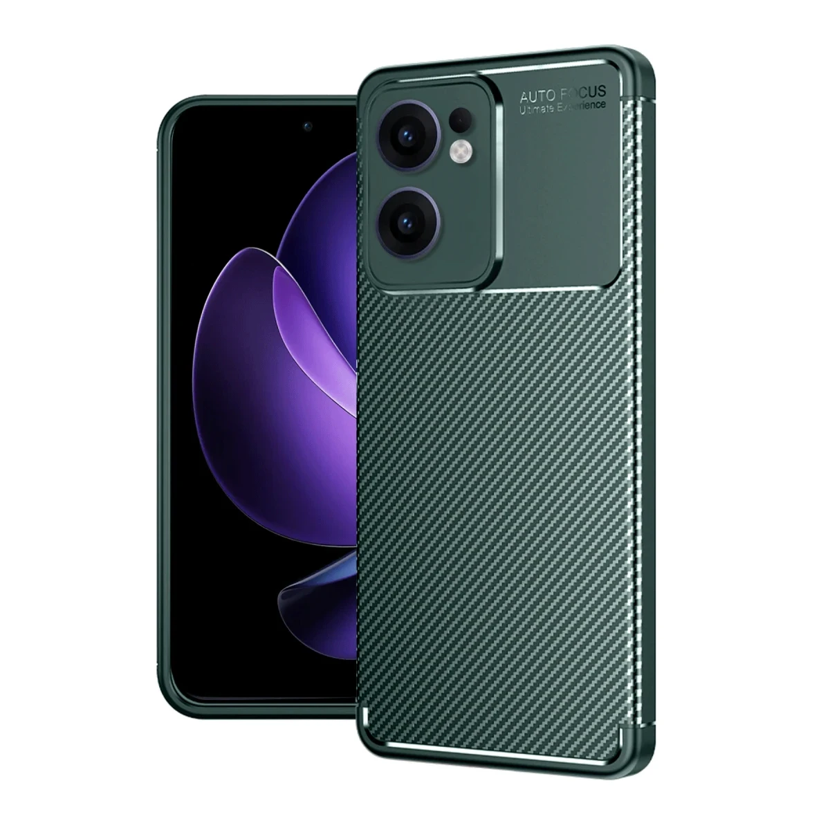 Oppo Reno 13F Kılıf Auto Focus Karbon Kapak - Koyu Yeşil