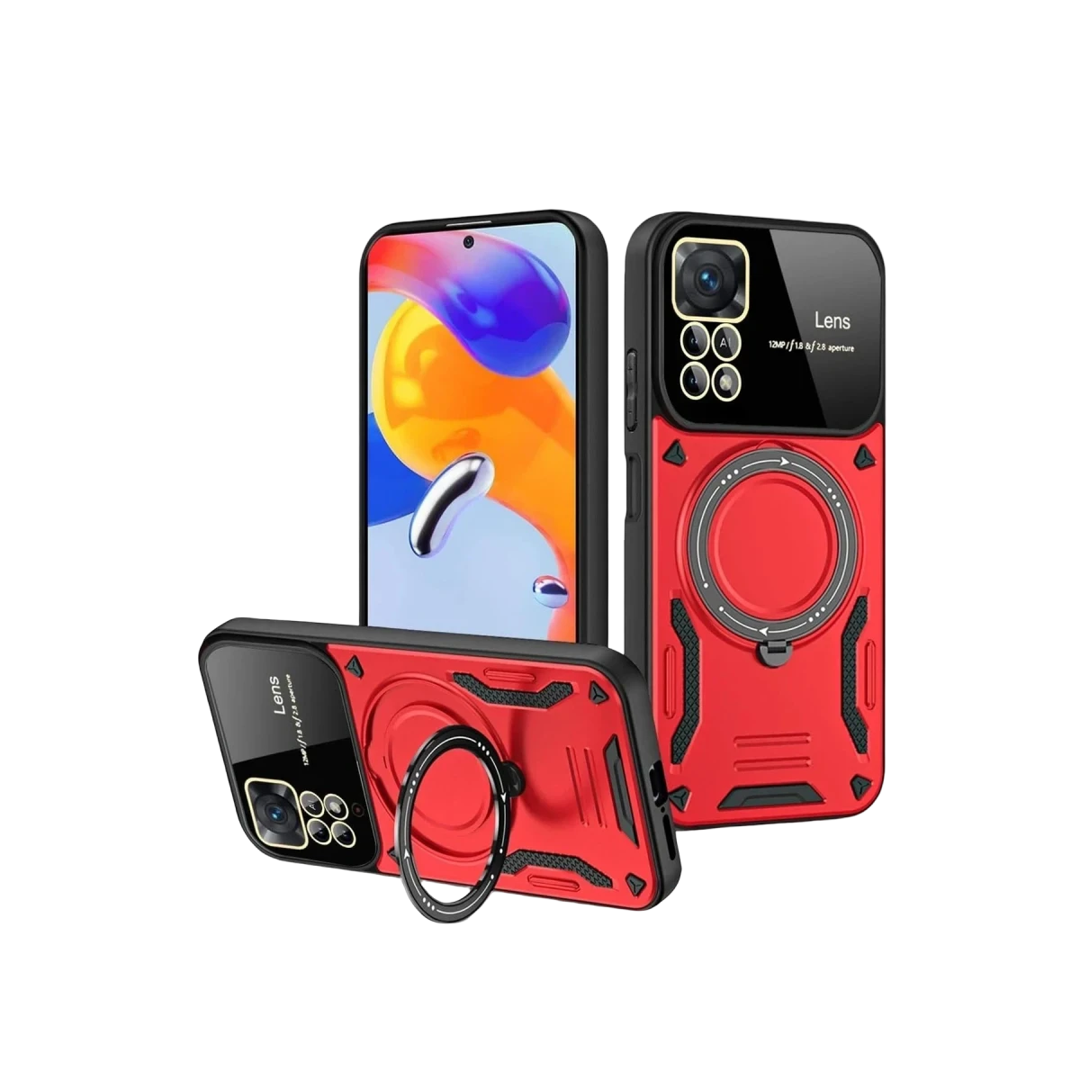 Realme 11 Pro Plus Joy Lens Standlı Kapak - Kırmızı