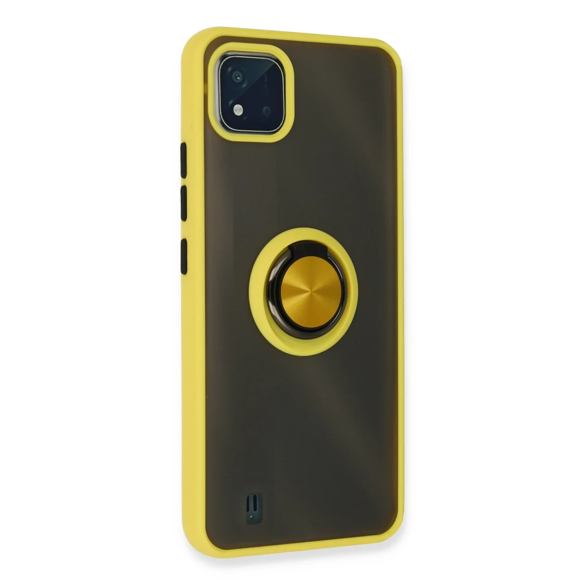 Realme C11 2021 Kılıf Montreal Yüzüklü Silikon Kapak - Sarı