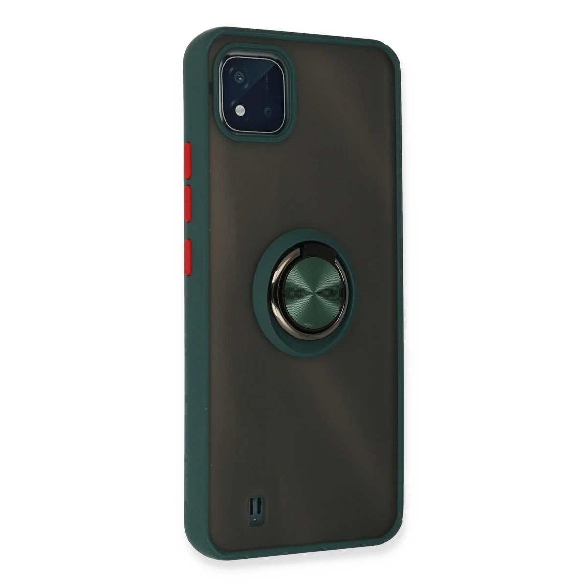 Realme C11 2021 Kılıf Montreal Yüzüklü Silikon Kapak - Yeşil