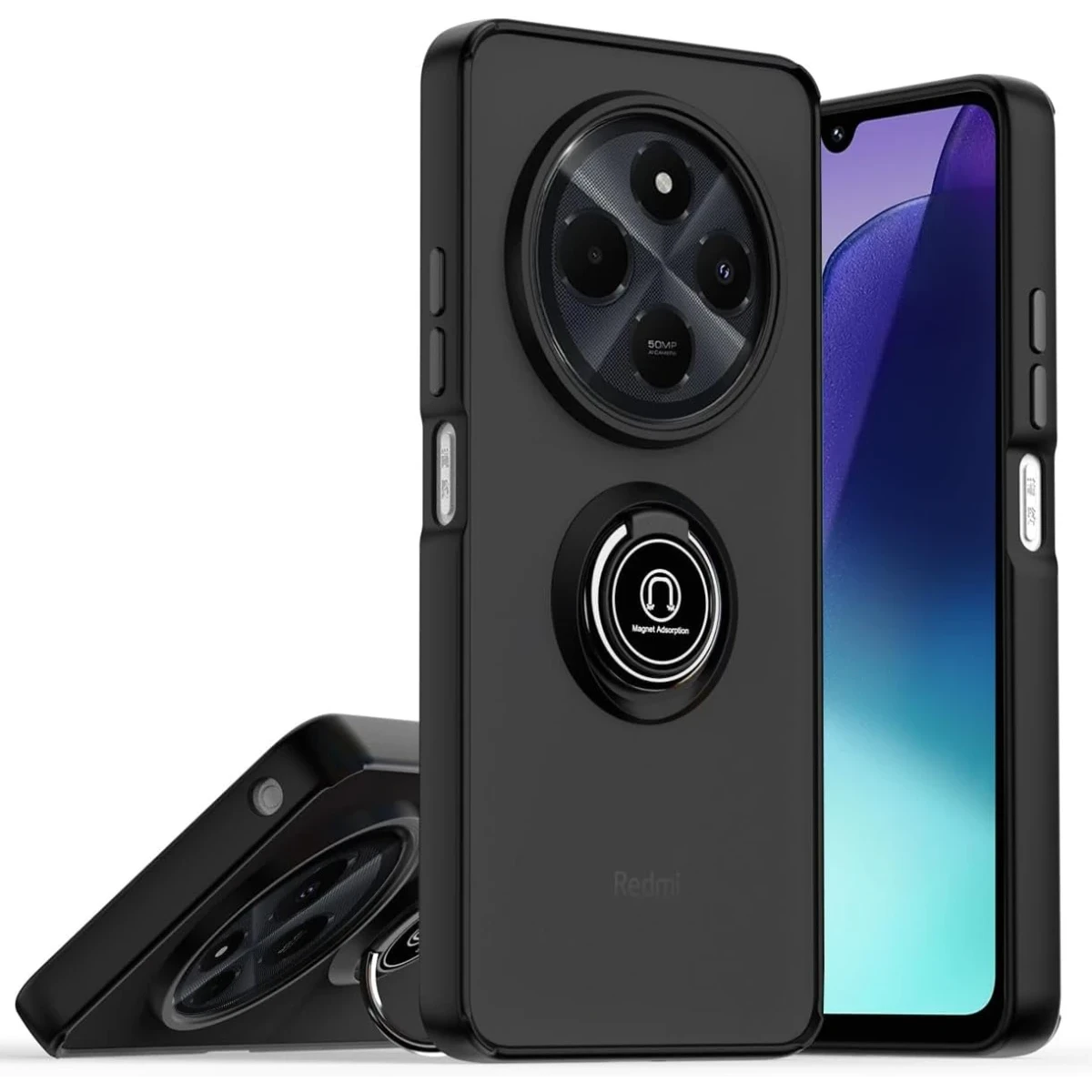 Realme C75 4G Kılıf Montreal Yüzüklü Silikon Kapak - Siyah