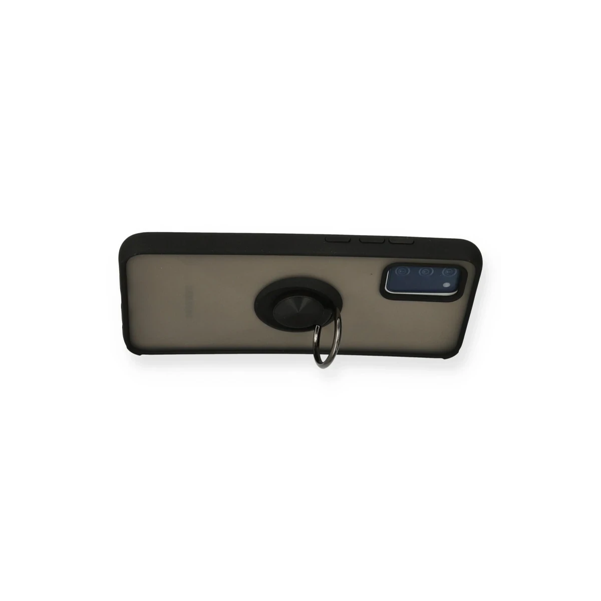 Samsung Galaxy A02S Kılıf Montreal Yüzüklü Silikon Kapak - Siyah