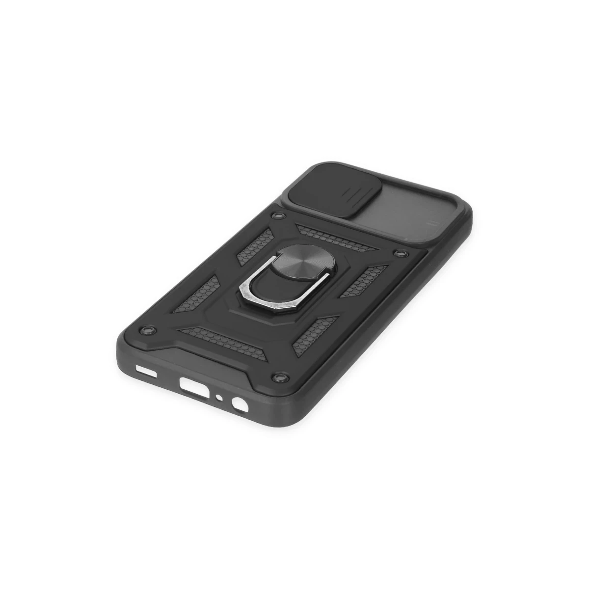 Samsung Galaxy A03 Kılıf Pars Lens Yüzüklü Silikon - Siyah