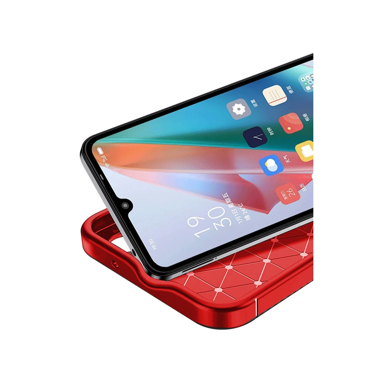 Samsung Galaxy A06 Kılıf Auto Focus Karbon Kapak - Kırmızı