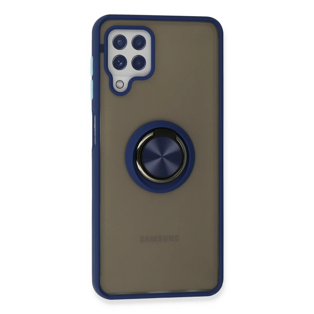Samsung Galaxy A22 Kılıf Montreal Yüzüklü Silikon Kapak - Lacivert
