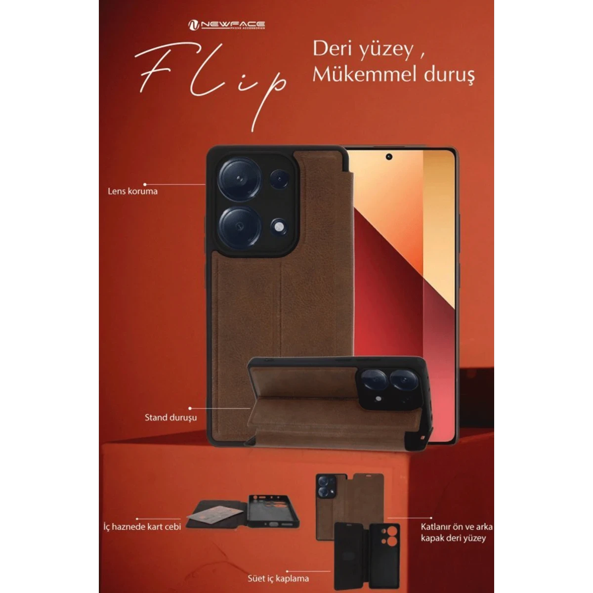 Samsung Galaxy A35 5G Kılıf Flip Cover - Kırmızı
