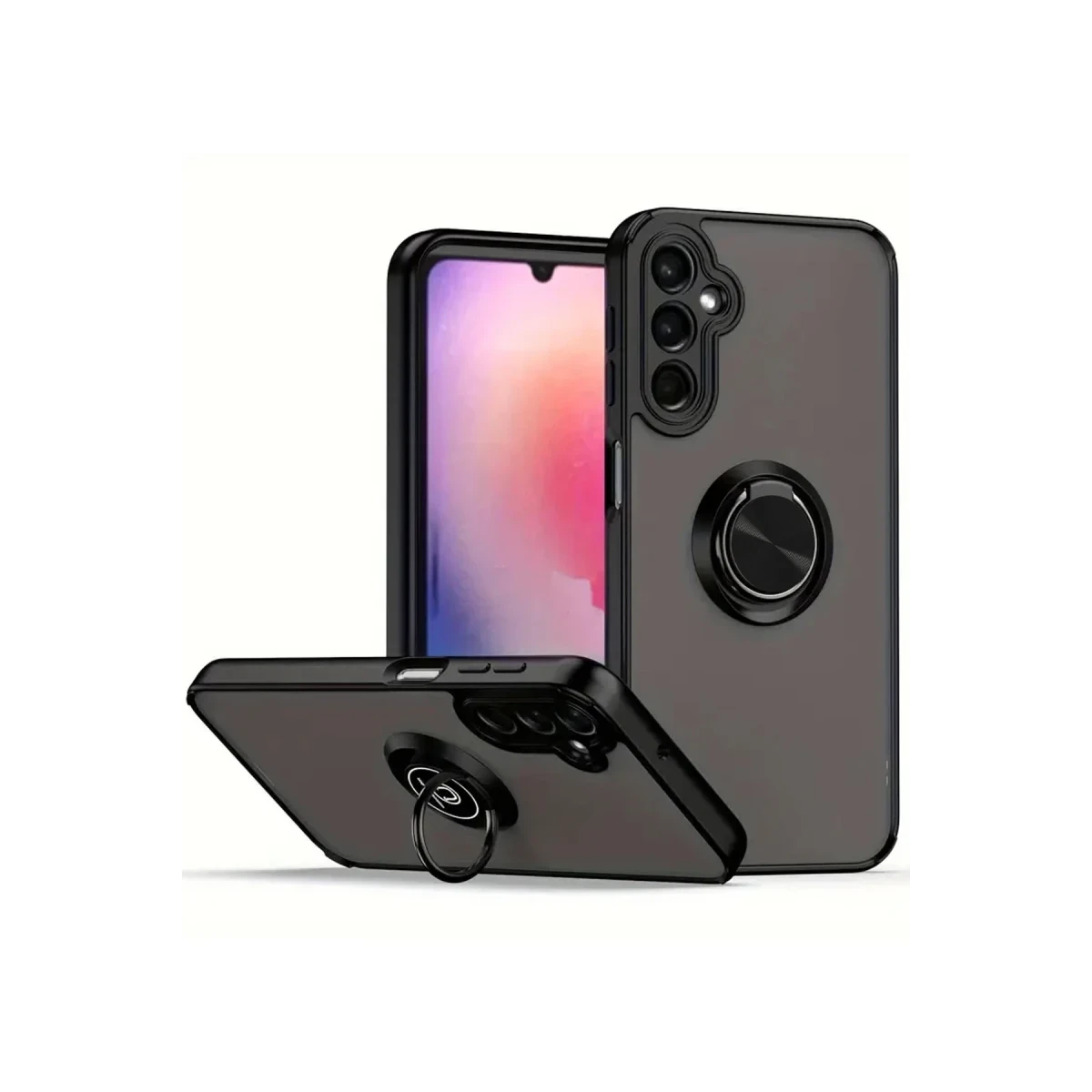 Samsung Galaxy A36 Kılıf Montreal Yüzüklü Silikon Kapak - Siyah