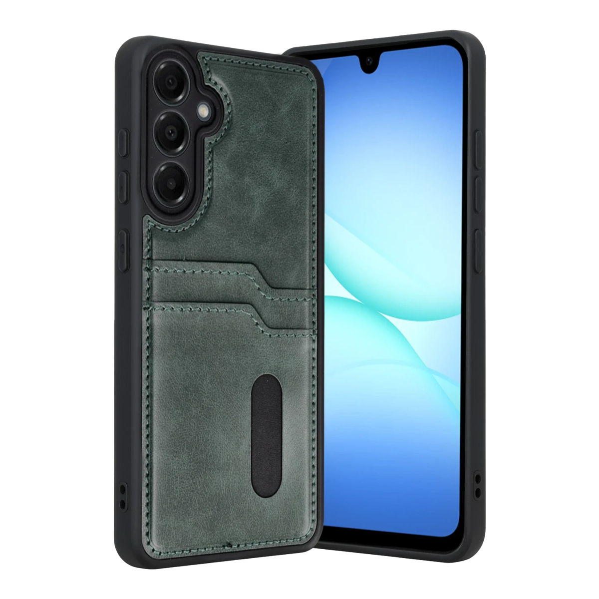 Samsung Galaxy A37 5G Sara Kartvizitli Deri Kılıf - Yeşil