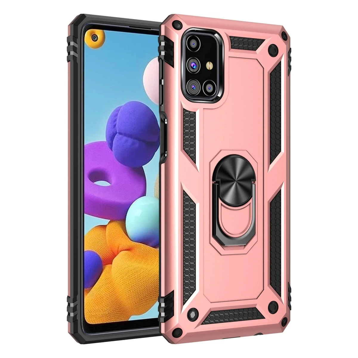 Samsung Galaxy M31S Kılıf Sofya Yüzüklü Silikon Kapak - Rose