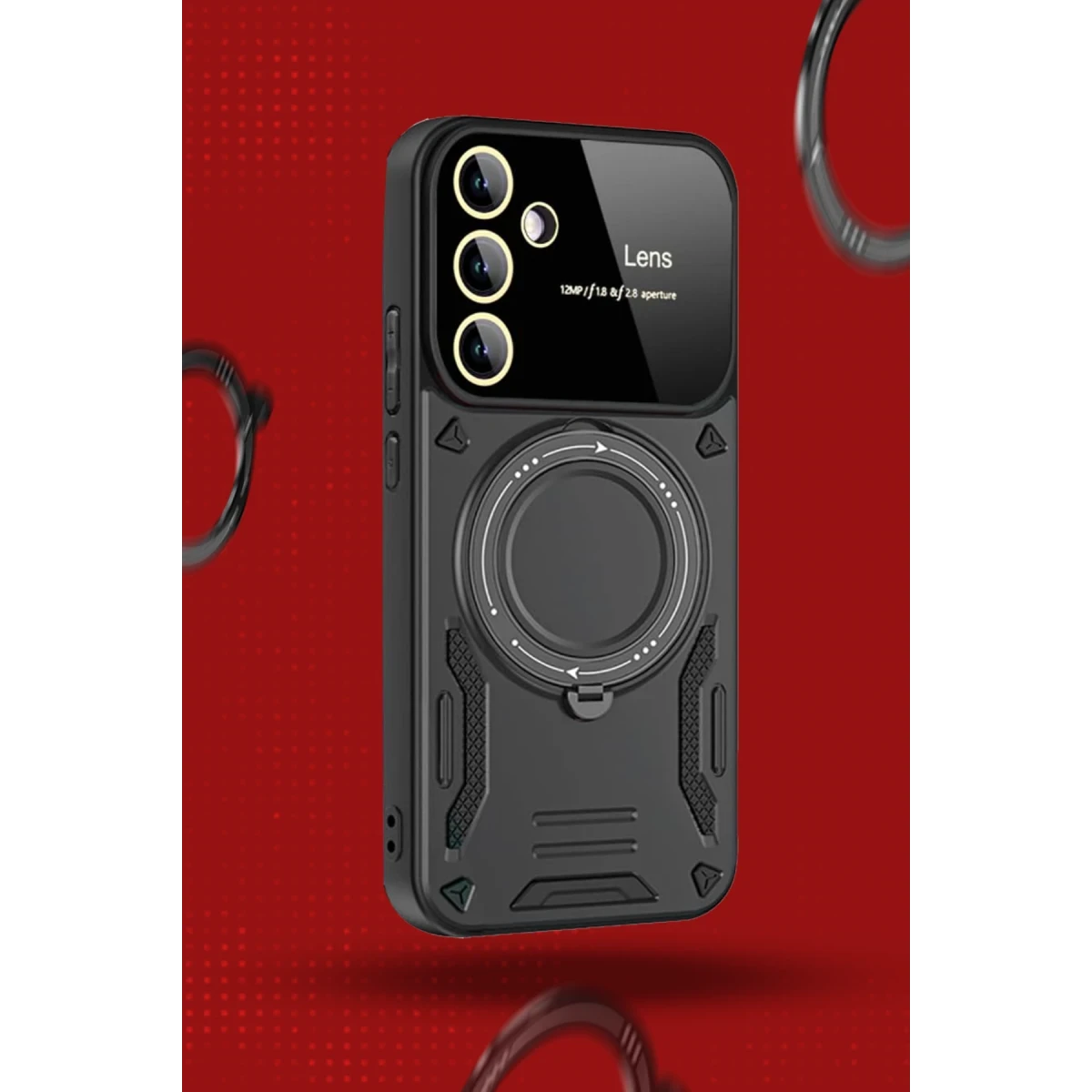 Samsung Galaxy S24 FE Kılıf Joy Lens Standlı Kapak - Kırmızı