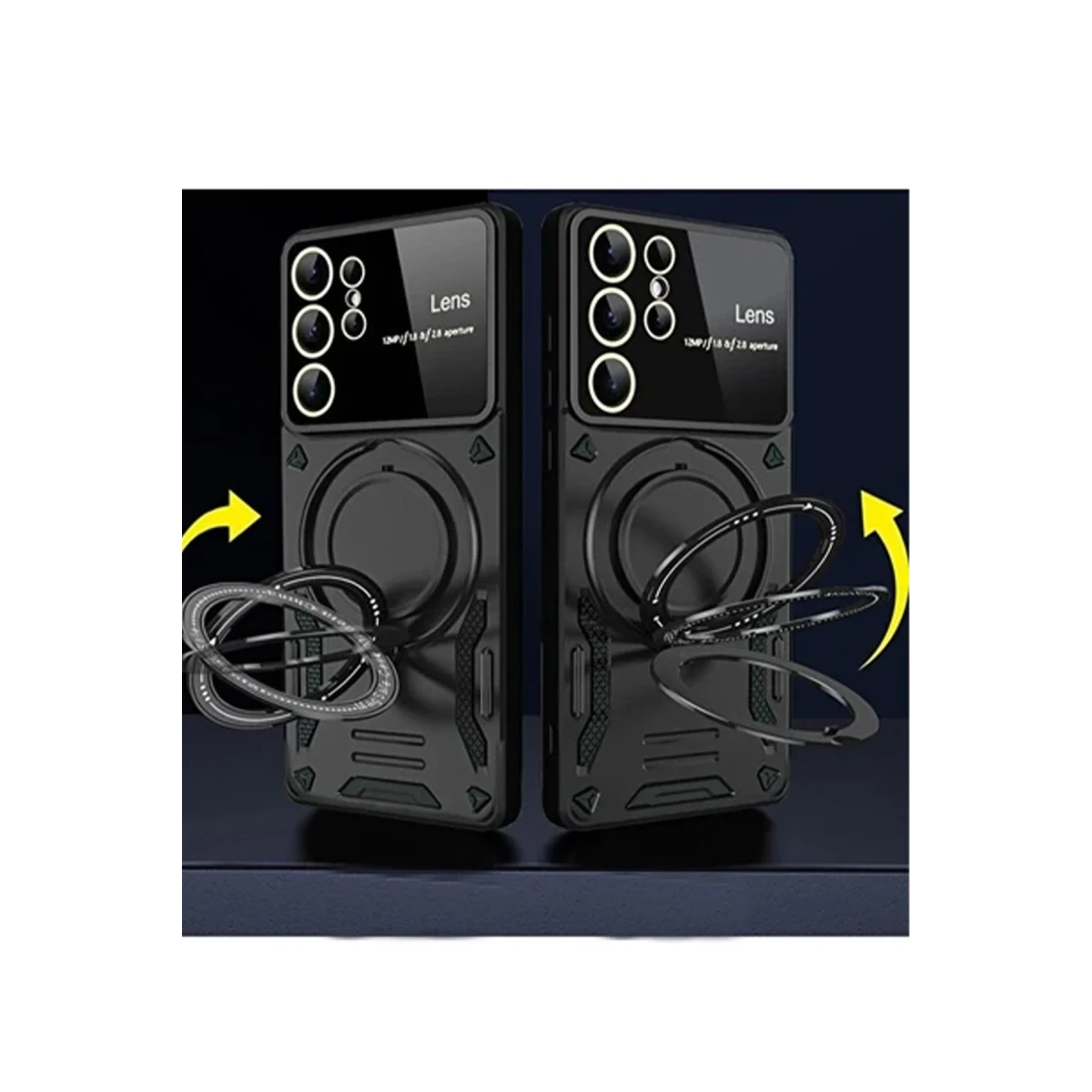 Samsung Galaxy S24 Ultra Kılıf Joy Lens Standlı Kapak - Koyu Yeşil