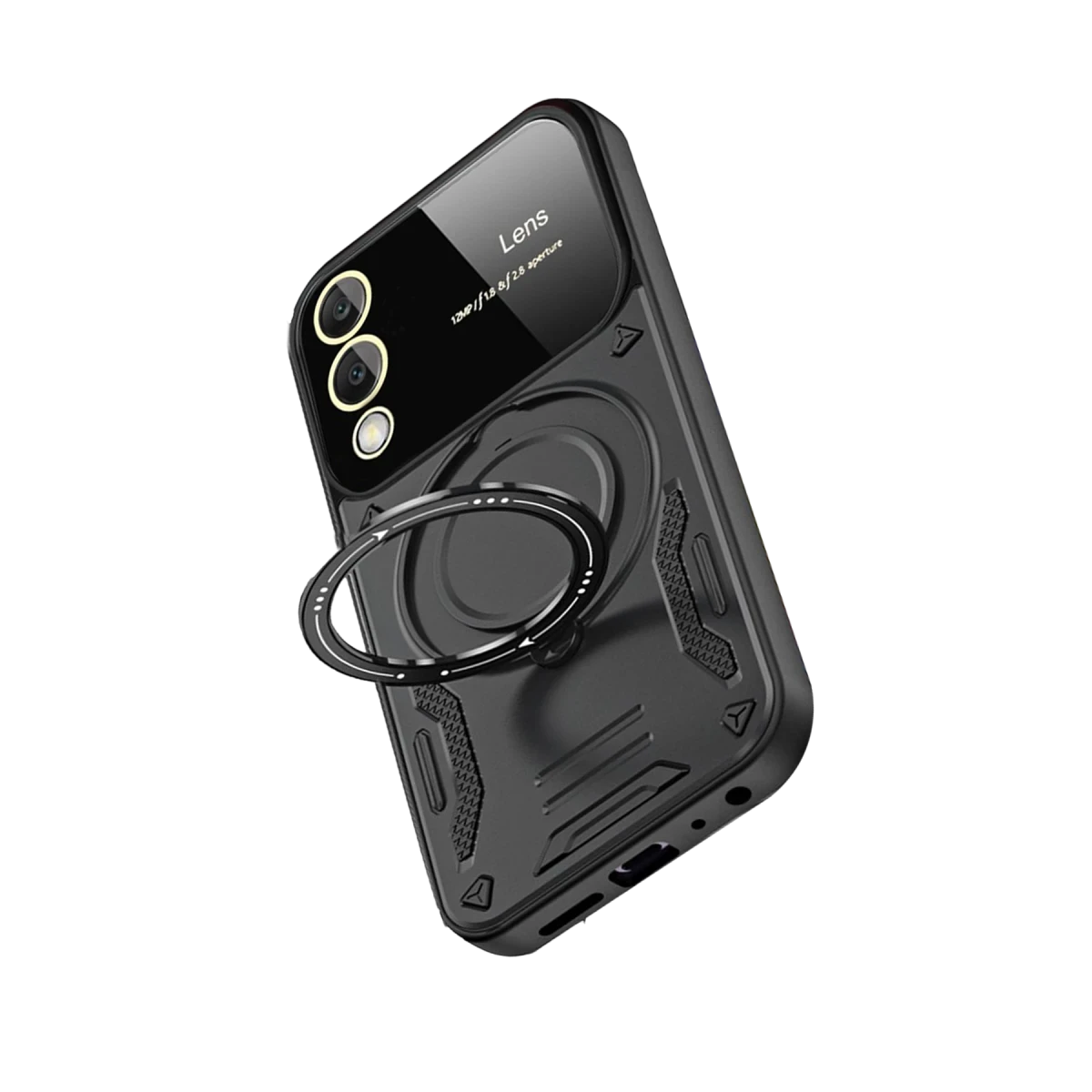 Samsung Galaxy S25 Edge Kılıf Joy Lens Standlı Kapak - Siyah