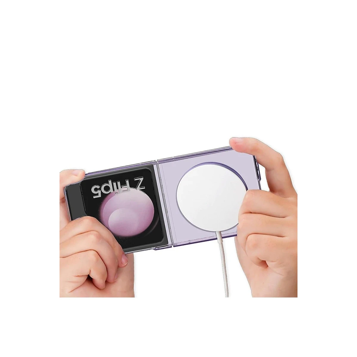 Samsung Galaxy Z Flip 5 Kılıf Magneticsafe Şeffaf Silikon - Şeffaf