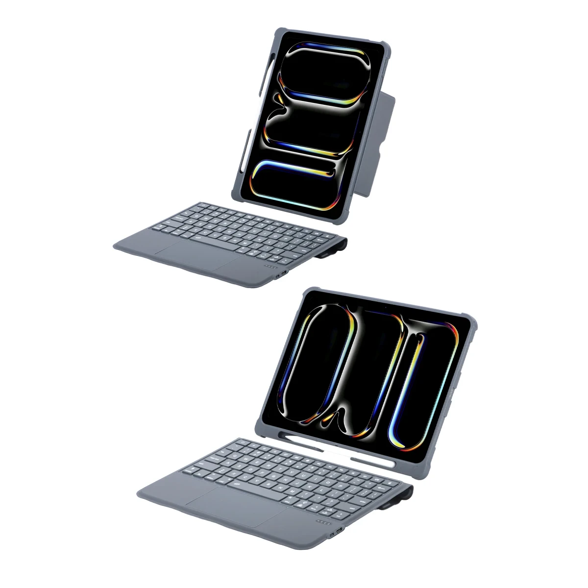 Apple T5504D iPad Pro 11 (2024) Kılıf Palermo Ledli Klavyeli Standlı Tablet Kılıfı - Siyah