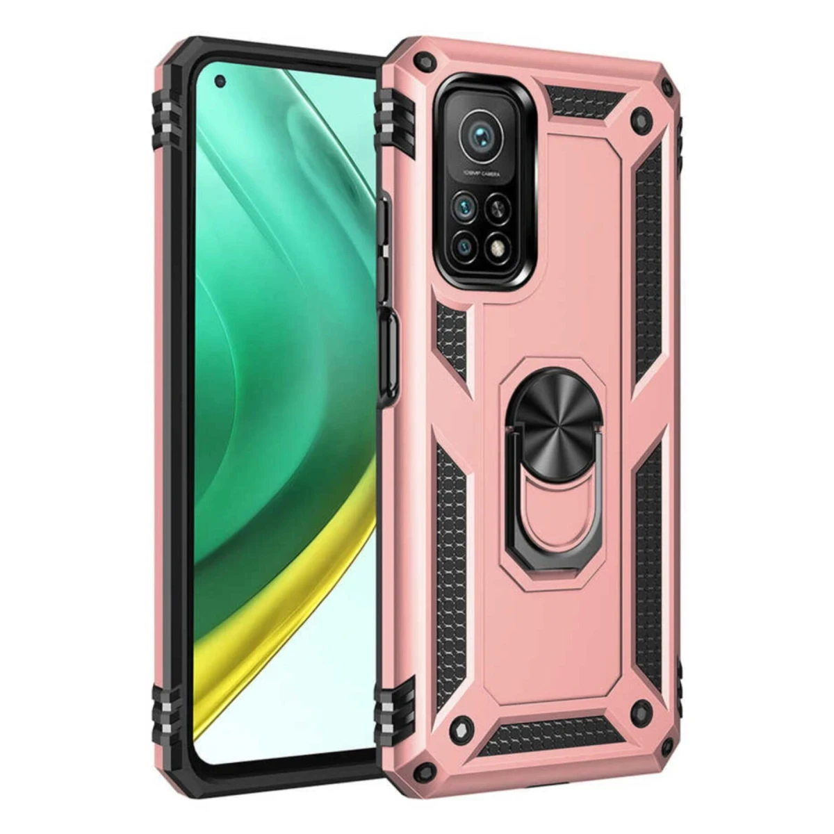 Xiaomi Mi 10T Pro Kılıf Sofya Yüzüklü Silikon Kapak - Rose
