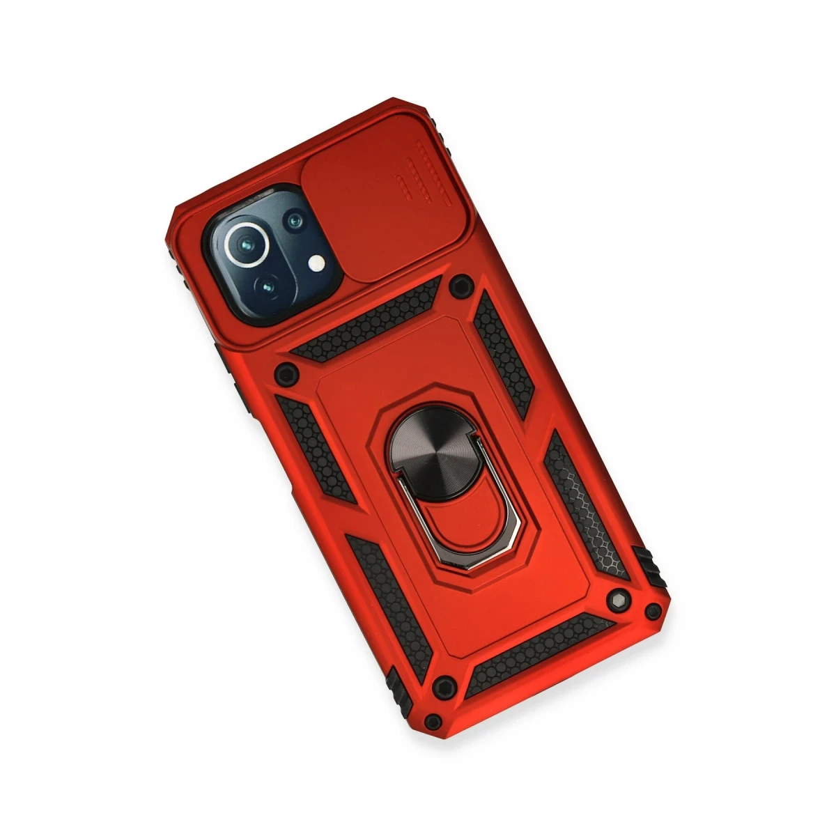 Xiaomi Mİ 11 Lite Kılıf Pars Lens Yüzüklü Silikon - Kırmızı