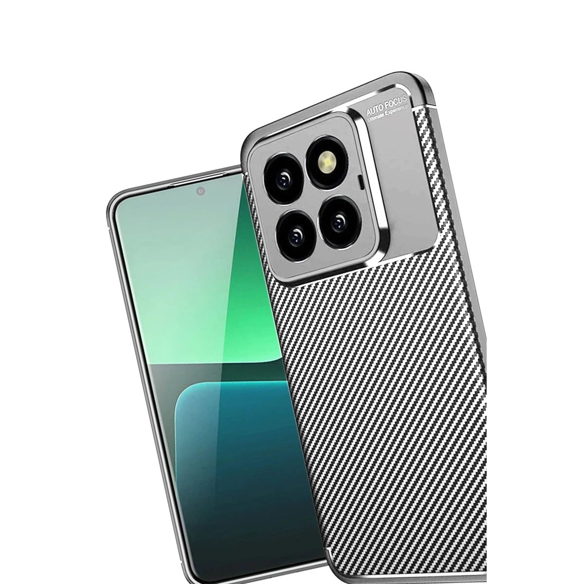 Xiaomi Mi 14T Pro Kılıf Auto Focus Karbon Kapak - Gri