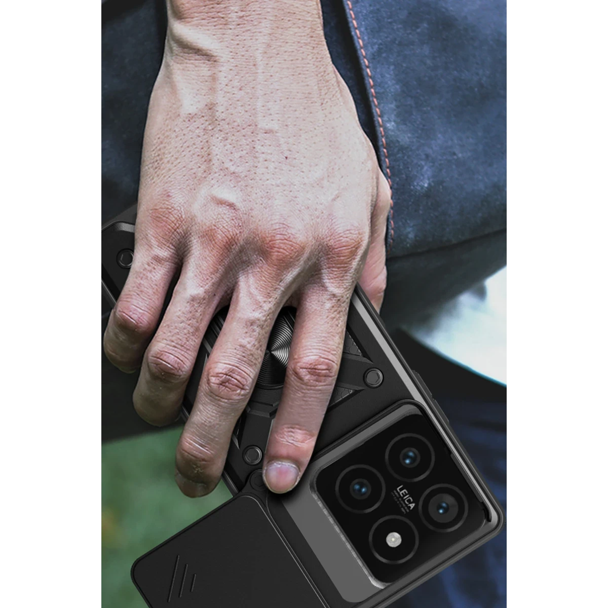 Xiaomi Mi 14T Pro Kılıf Pars Lens Yüzüklü Silikon - Yeşil