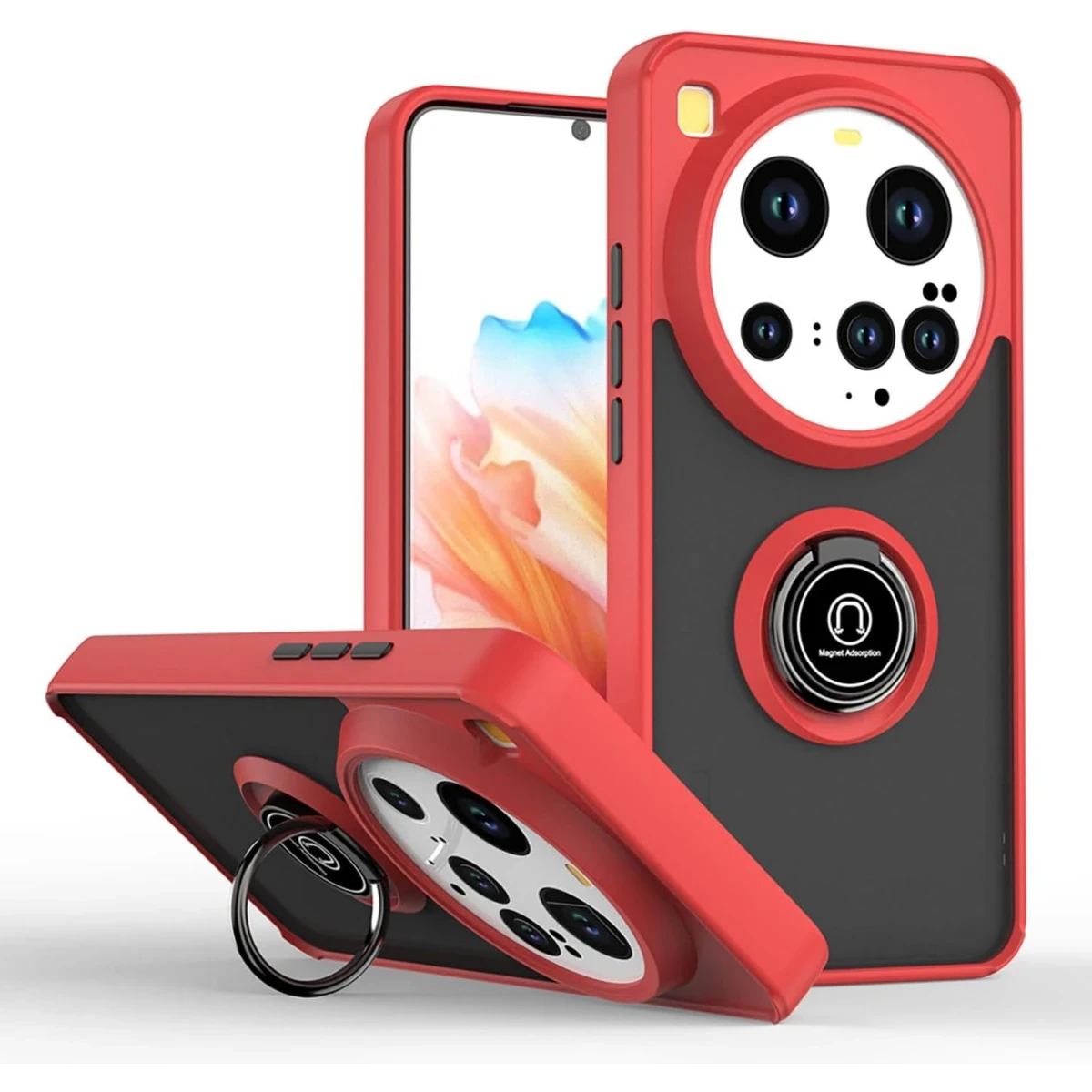 Xiaomi Mi 15 Ultra Kılıf Montreal Yüzüklü Silikon Kapak - Kırmızı