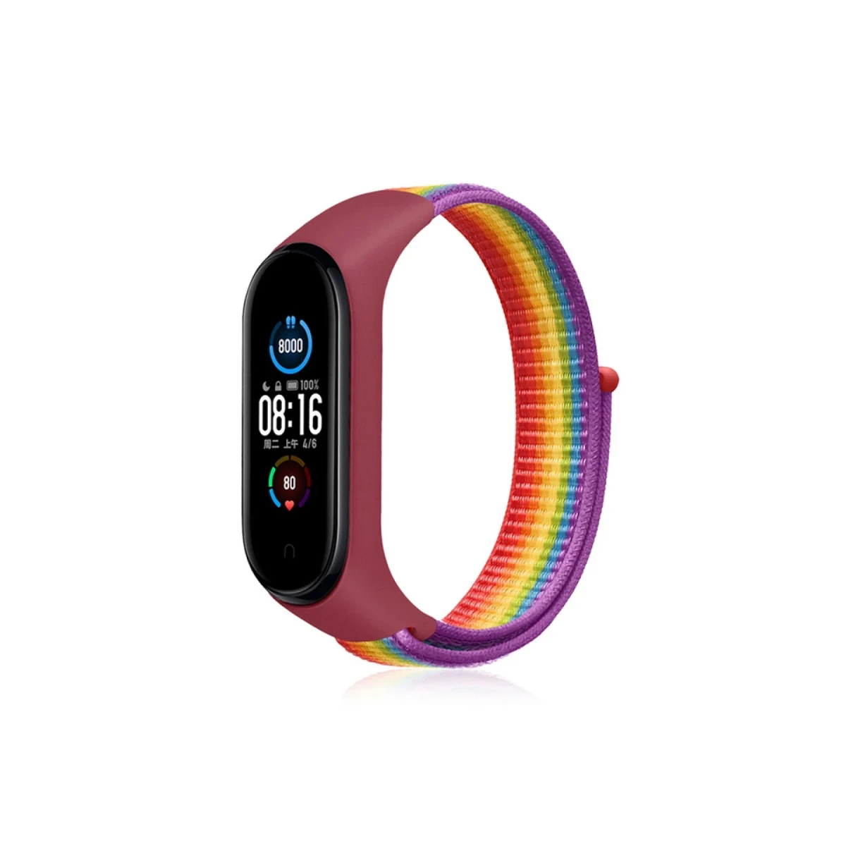 Xiaomi Mi Band 4 Hasırlı Cırtcırtlı Kordon - Gökkuşağı