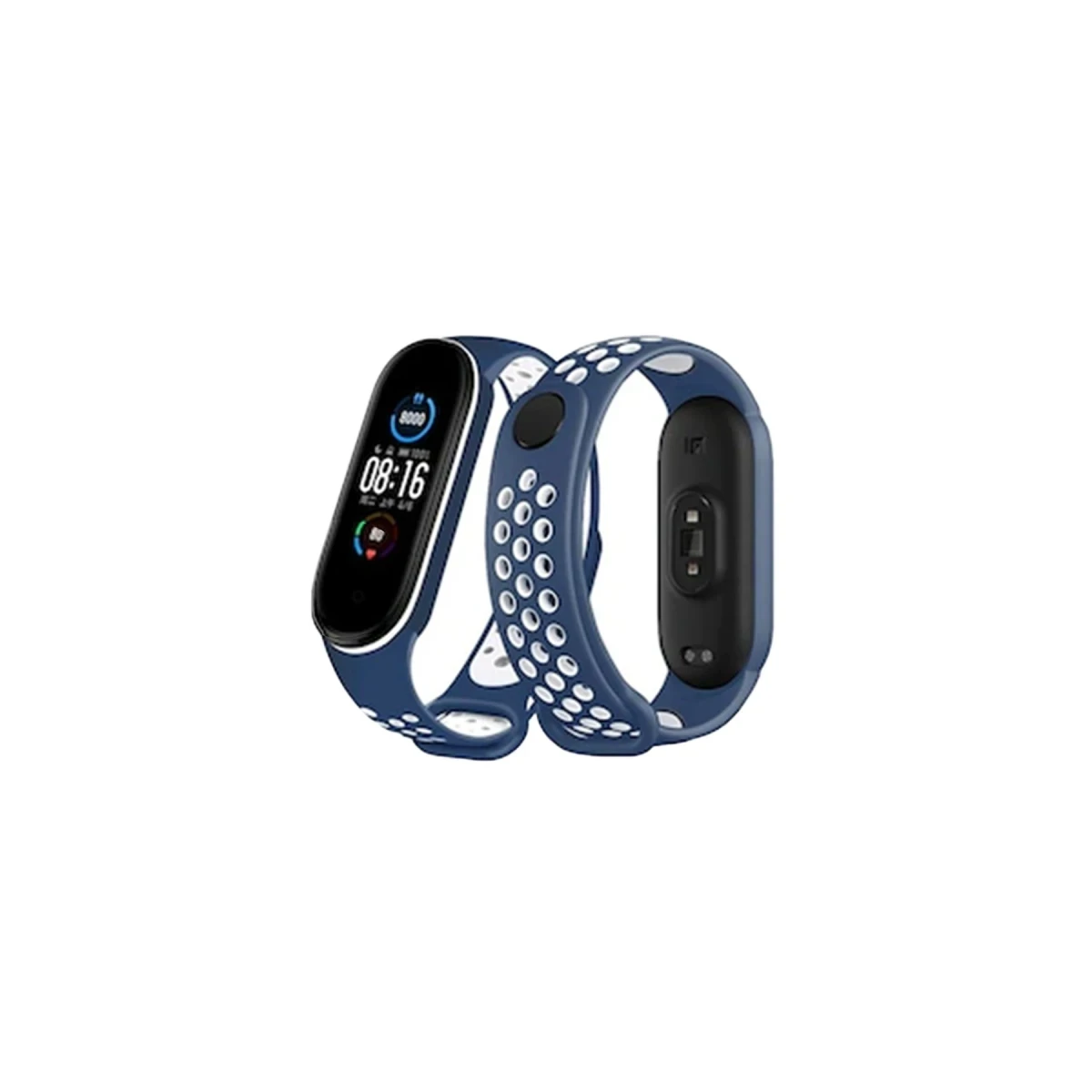 Xiaomi Mi Band 6 Spor Delikli Kordon - Lacivert-Beyaz