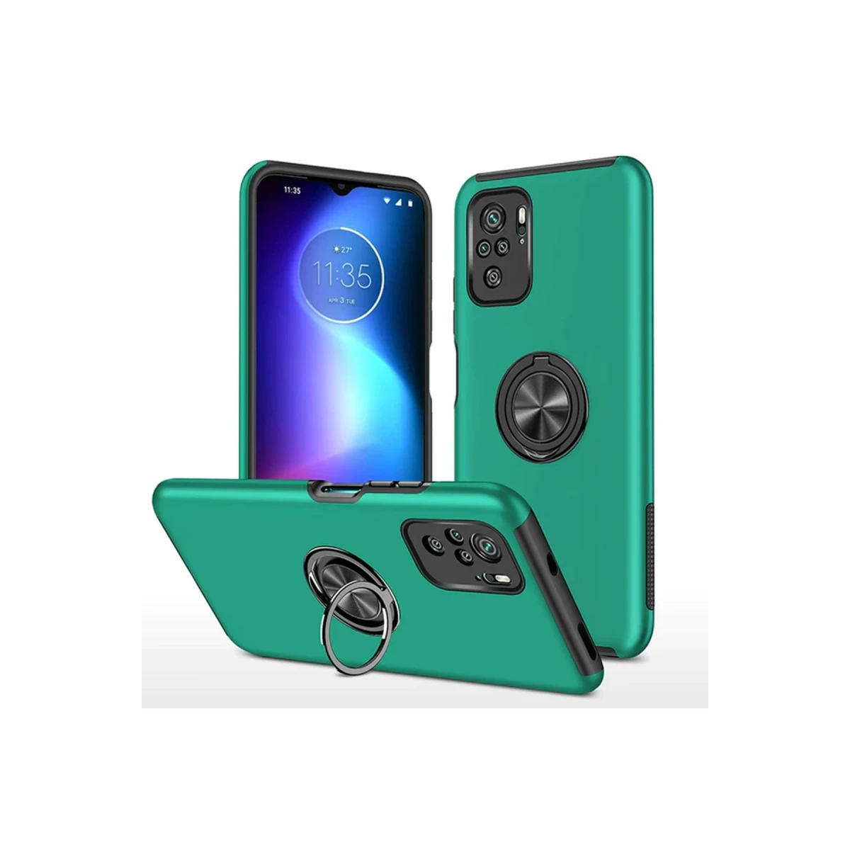 Xiaomi Poco F3 Kılıf Elit Yüzüklü Kapak - Yeşil