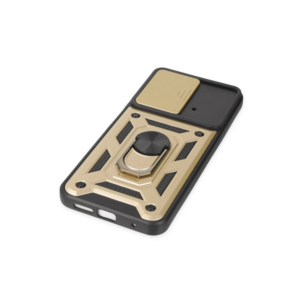Xiaomi Poco M4 Pro 4G Kılıf Pars Lens Yüzüklü Silikon - Gold