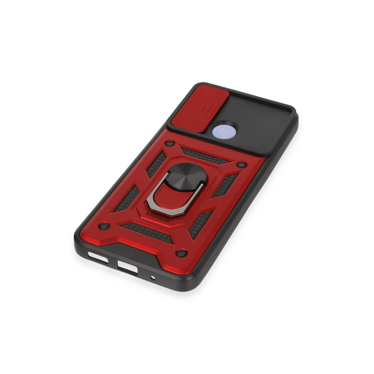 Xiaomi Redmi 12C Kılıf Pars Lens Yüzüklü Silikon - Kırmızı