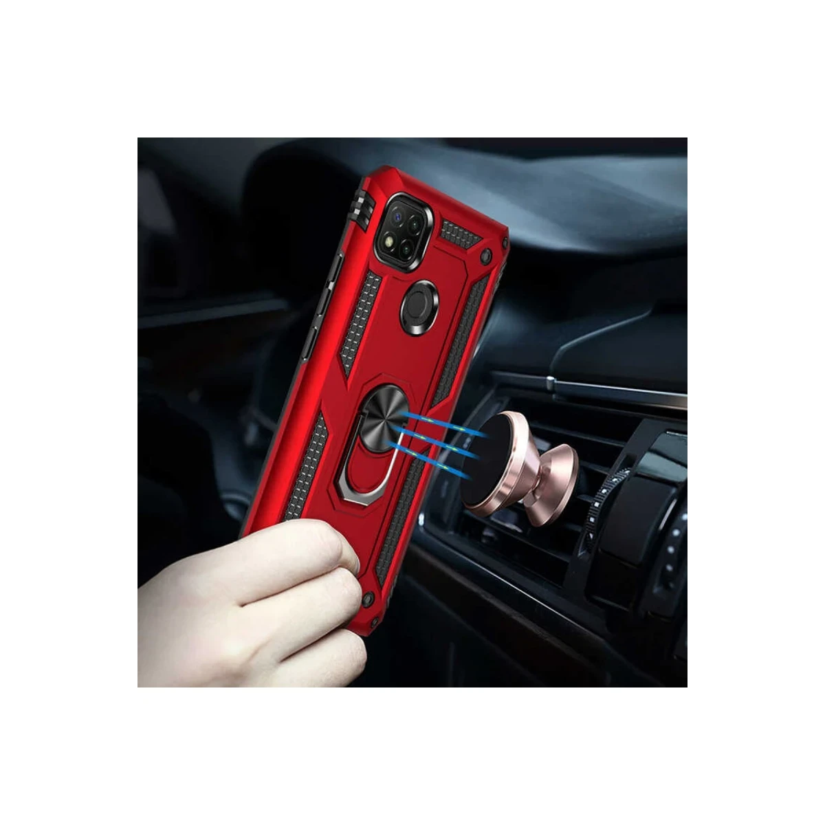 Xiaomi Redmi 9C Kılıf Sofya Yüzüklü Silikon Kapak - Rose