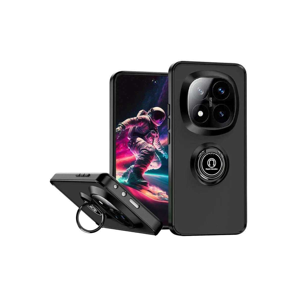 Xiaomi Redmi Note 14 Pro 5G Kılıf Montreal Yüzüklü Silikon Kapak - Siyah