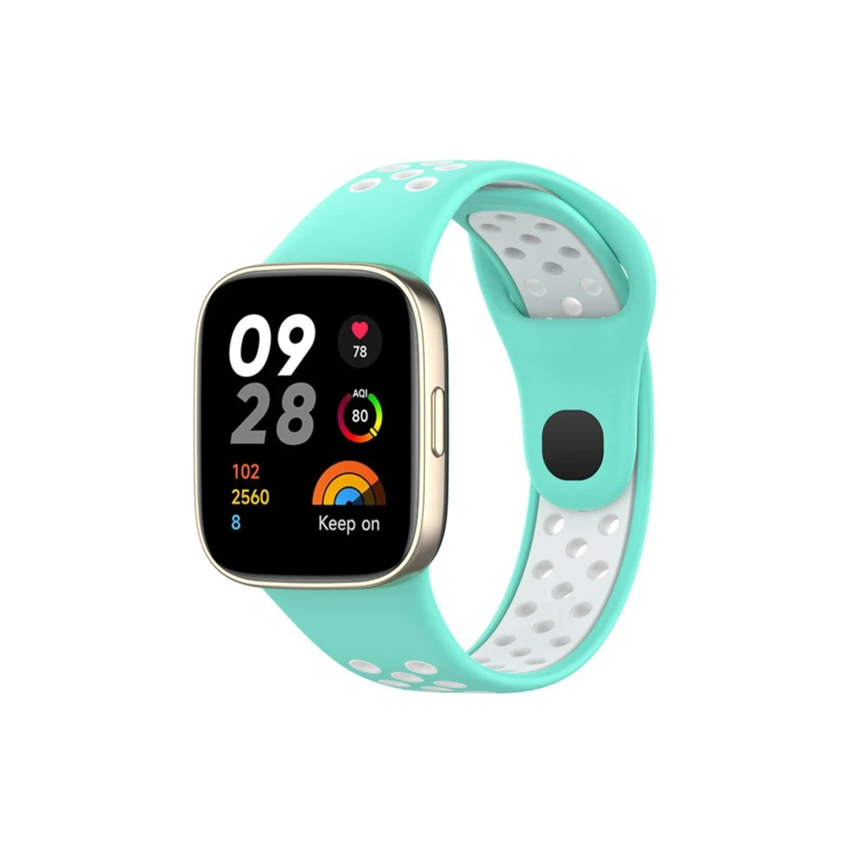 Xiaomi Redmi Watch 3 Spor Delikli Kordon - Turkuaz-Beyaz