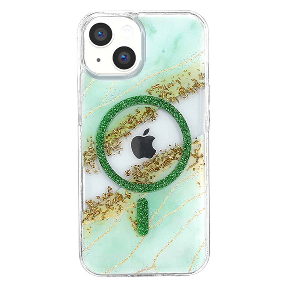 Onegif Apple iPhone 15 Lotus Simli Magsafe Kapak - Yeşil