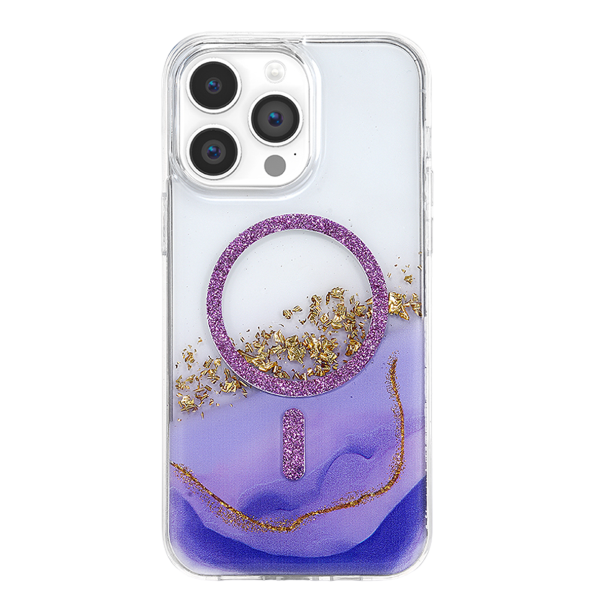 Onegif Apple iPhone 15 Pro Max Lotus Simli Magsafe Kapak - Mor