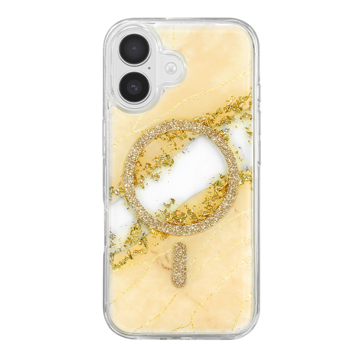Onegif Apple iPhone 16 Lotus Simli Magsafe Kapak - Gümüş