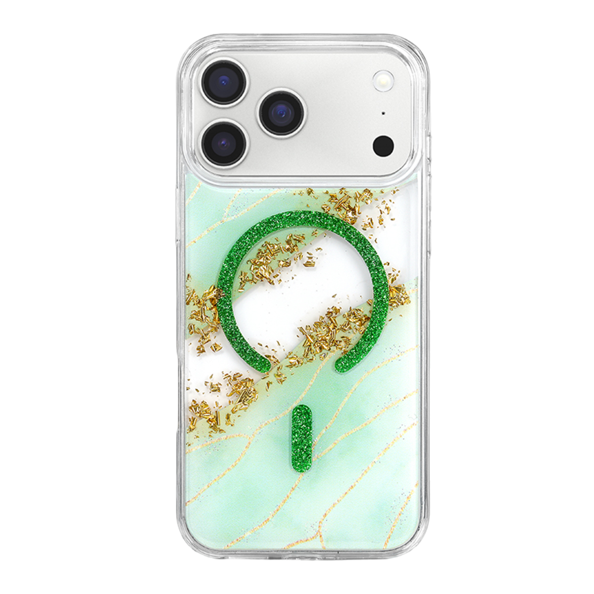 Onegif Apple iPhone 17 Pro Max Lotus Simli Magsafe Kapak - Yeşil