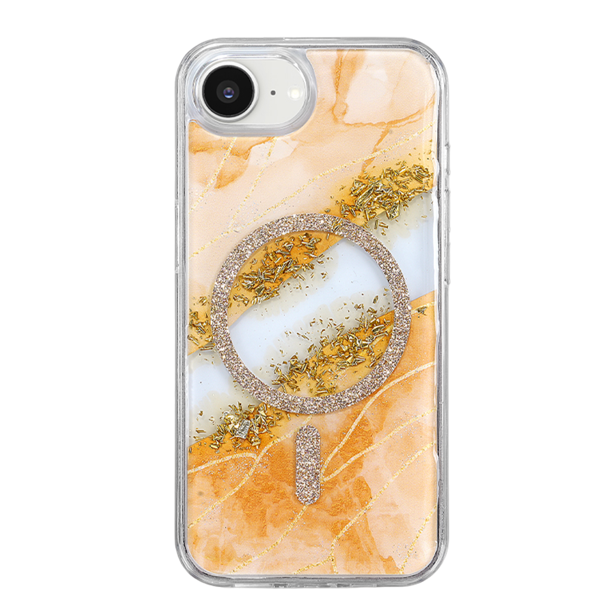 Onegif Apple iPhone 17E Lotus Simli Magsafe Kapak - Turuncu